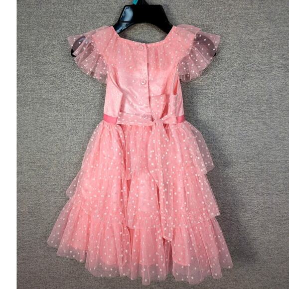 Jona Michelle Polk a dot Party Dress Tulle Ruffle Size 4T - Picture 3 of 5